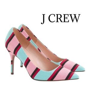 J CREW Elsie Pumps Bright Pink/Turquoise 3.5” Barbie Core heels Sz 7.5 GUC